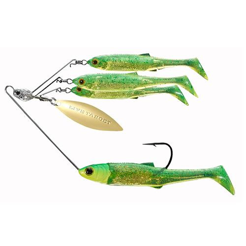 LiveTarget Lures Baitball Spinner Rig Freshwater, Medium, 1/2 oz Weight, 1-15 Depth, Lime Chartreuse Gold, Per 1