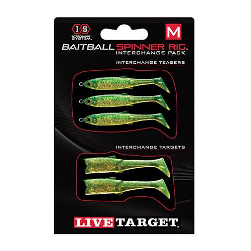 LiveTarget Lures BaitBall Spinner Rig Medium. 3/8 oz, Color: Pink Lime Chartreuse/Gold, Package of 1