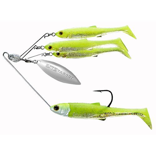LiveTarget Lures Baitball Spinner Rig Freshwater, Large, 3/4 oz Weight, 1-15 Depth, Chartreuse/Silver, Per 1