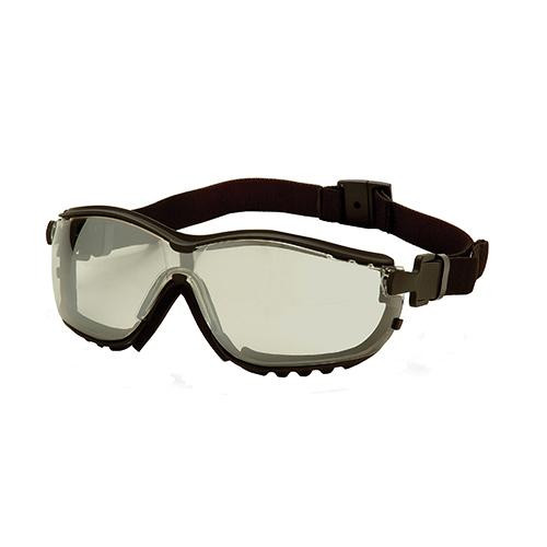 Pyramex Safety Products V2G Safety Glasses Indoor/Outdoor Mirror Anti-Fog Lens with Black Strap/Temples
