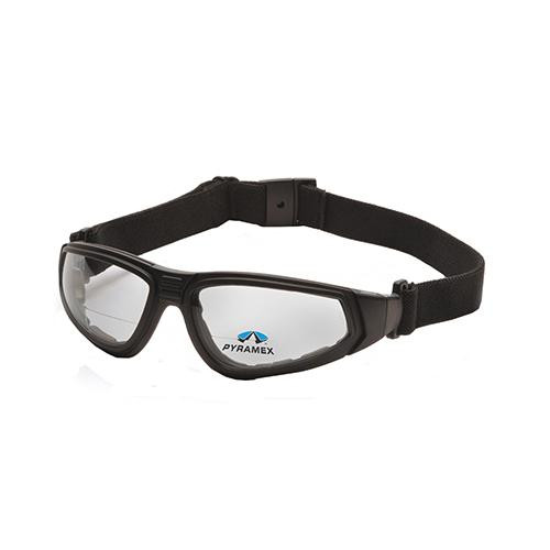 Pyramex Safety Products XSG Safety Glasses Clear Anti-Fog Reader Lens with Black Strap/Temples, +1.5 Magnification