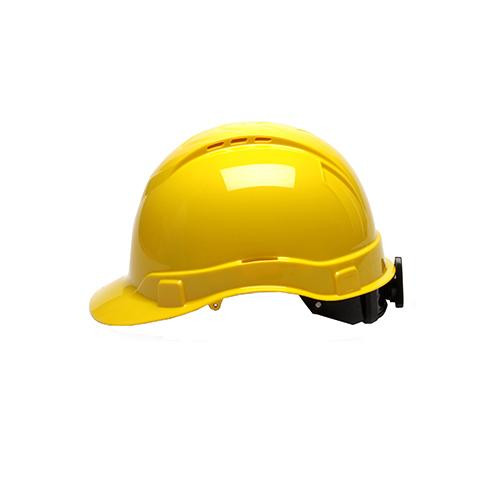 Pyramex Safety Products Ridgeline Cap Style Vented Hard Hat 4 Point Ratchet, Yellow