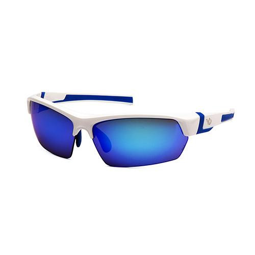 Pyramex Safety Products Tensaw Safety Glasses, Ice Blue Mirror Anti-Fog Lens with White/Blue Frame