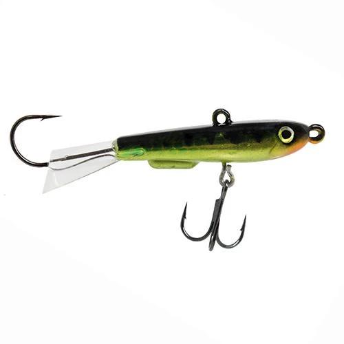 Johnson Johnny Darter Hard Bait Lure 1 3/16" Length, 3/8 oz, 2 Number 10 Hooks, Antifreeze Perch, Per 1