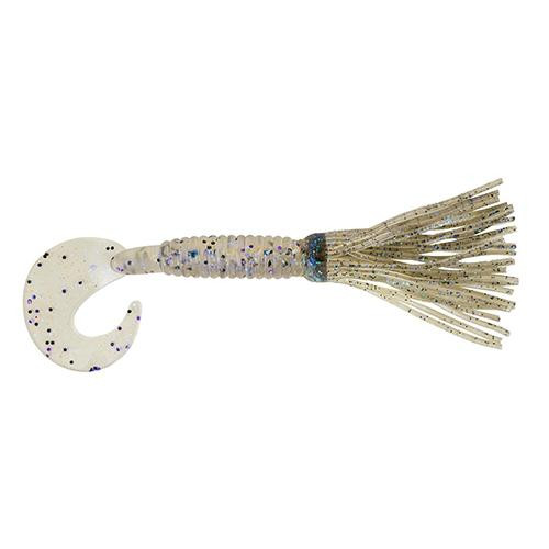 Berkley Bearded Single Tail Grub Soft Bait 3 1/2" Length, Bleak/Black Violet Fog, Per 6