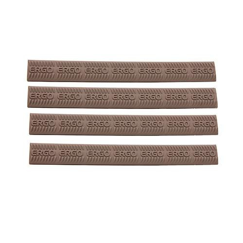 Ergo Keymod 7 Slot Wedgelok Rail Covers Ergo Logo, Dark Earth, Package of 4