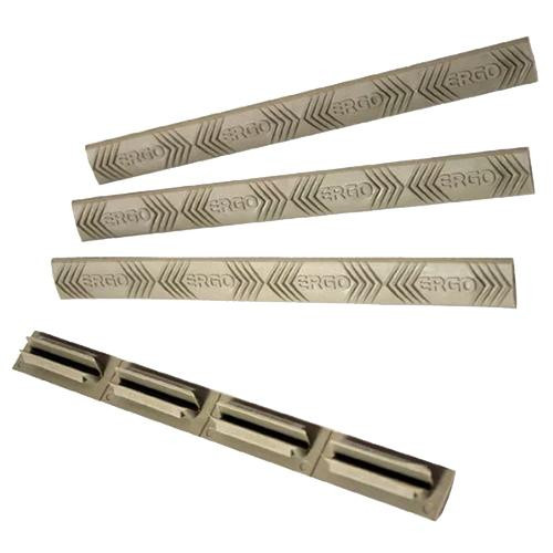 Ergo M-Lok Wedgelok Rail Covers Ergo Logo, Dark Earth, Package of 4