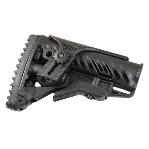Mako Group M4/AR-15 Stock with Adjustable Cheek Riser Battery Storage and Rubber Buttpad, Black