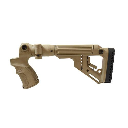 Mako Group Tactical Folding Buttstock with Cheek Riser Mossberg 500/590, Flat Dark Earth