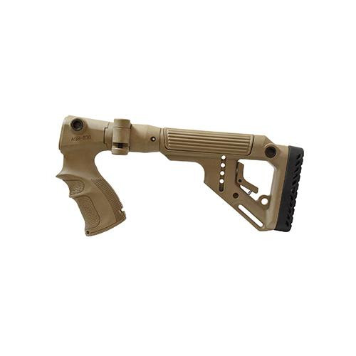 Mako Group Tactical Folding Buttstock with Cheek Riser Remington 870, Flat Dark Earth