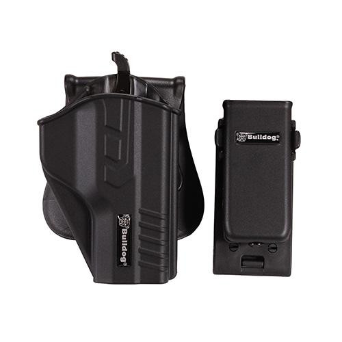 Bulldog Cases Thumb Release Polymer Holster with Universal Magazine Holder Smith & Wesson M&P Standard and All M&P 2.0, Right Hand, Black