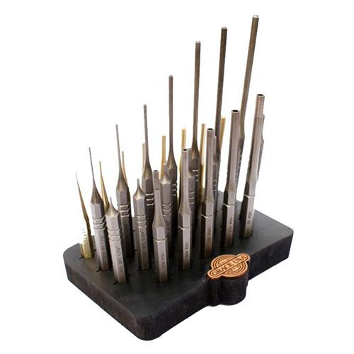Grace USA Tools 27 Pieces Steel & Brass Roll Pin Spring Punch Set with Bench Block