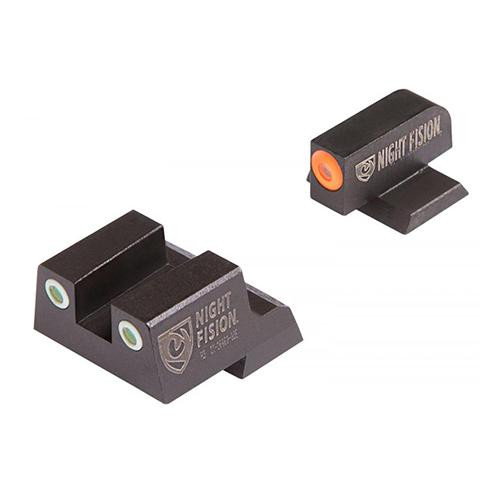 Night Fision Perfect Dot Night Sight Set, Canik TP9SFx and TP9SFL Front, Square Rear, Orange Front with Grn Tritium, White Rear with Grn Tritium
