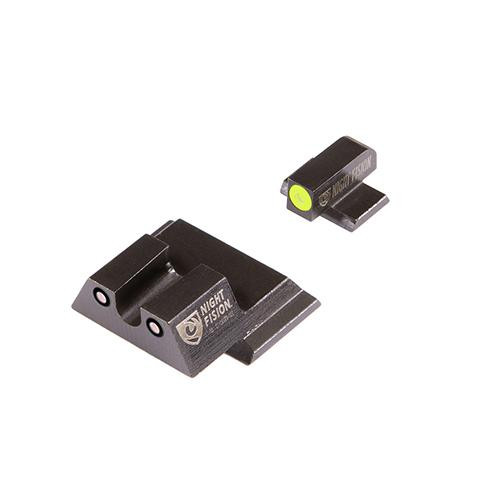 Night Fision Perfect Dot Night Sight Set, Smith & Wesson M&P/M&P M2.0/SD9 VE/SD40 VE Mo Front, U Rear, Yellow Front with Green Tritium, Black Rear with Green Tritium