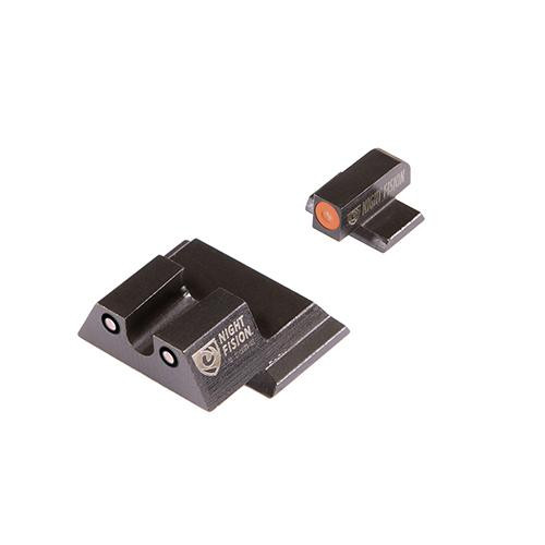 Night Fision Perfect Dot Night Sight Set, Smith & Wesson M&P Shield .40/.45/9mm Models Front, U Rear, Orange Front with Green Tritium, Black Rear with Green Tritium
