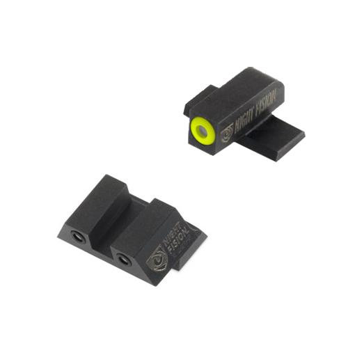 Night Fision Perfect Dot Night Sight Set, Springfield XD/XD(M)/XD Mod. 2 Front, U Rear, Yellow Front with Grn Tritium, Black Rear with Grn Tritium