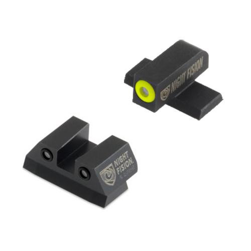 Night Fision Perfect Dot Night Sight Set, Sig Sauer 9mm & .357 P-Series Pistols with #8 Front, Square Rear, Yellow Front with Grn Tritium, Black Rear with Grn Tritium