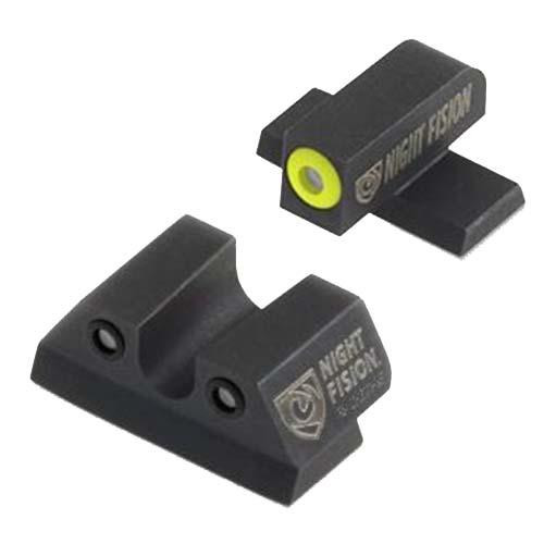 Night Fision Perfect Dot Night Sight Set, Sig Sauer 9mm & .357 P-Series Pistols with #8 Front, U Rear, Yellow Front with Green Tritium, Black Rear with Green Tritium