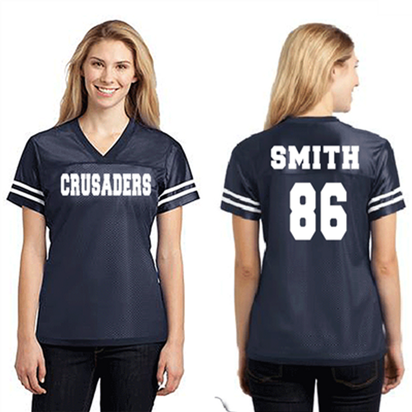 Ladies Navy Fan Jersey White Text