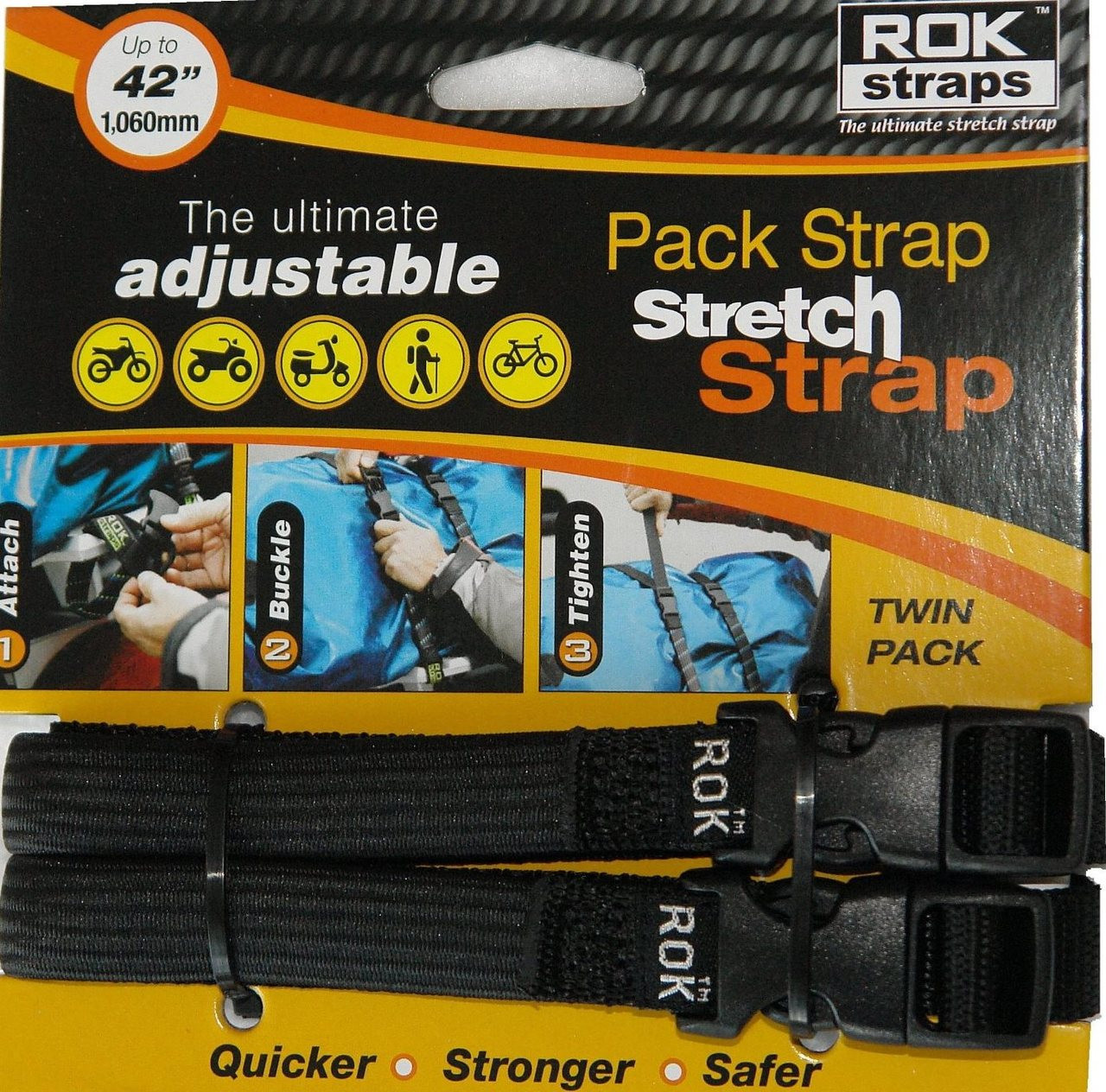 ROK Straps Adjustable Pack Strap 42 x 5/8 inch Black