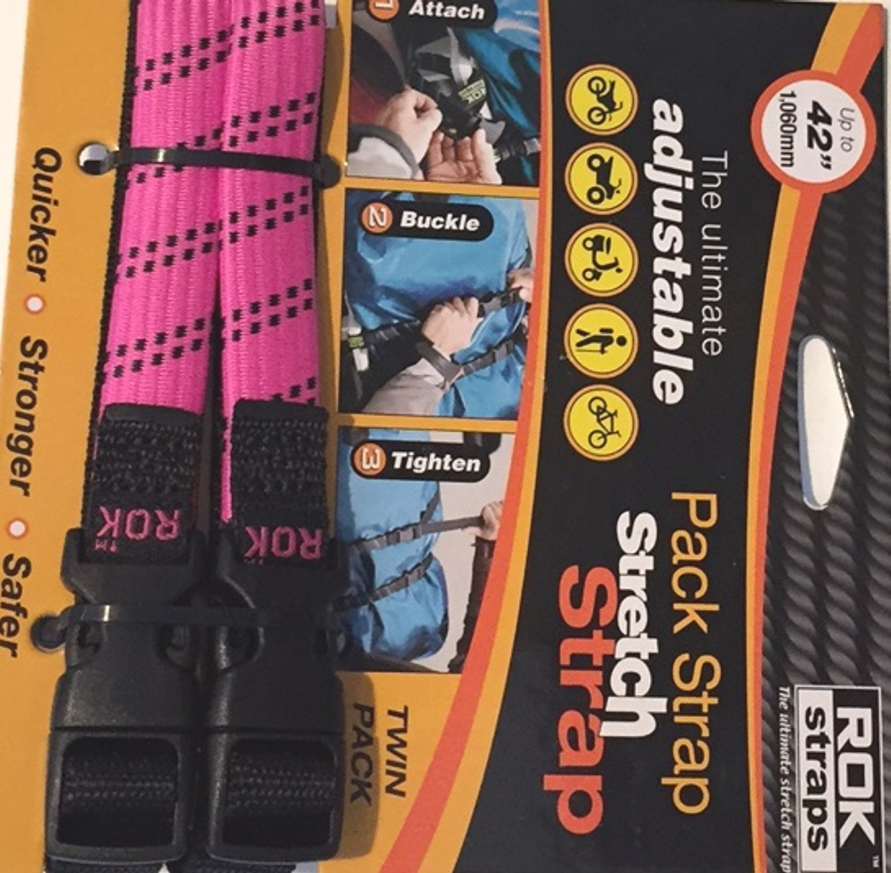 ROK Straps Adjustable Pack Strap 42 x 5/8 inch Black / Orange