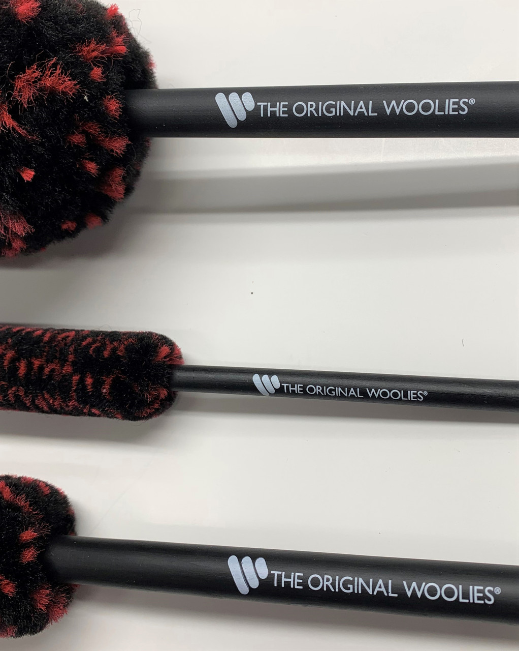 Wheel Woolies Red & Black Wool w/ Black Handle Red Grip 3 piece Kit 8" Sm 18" Med 18" Lrg