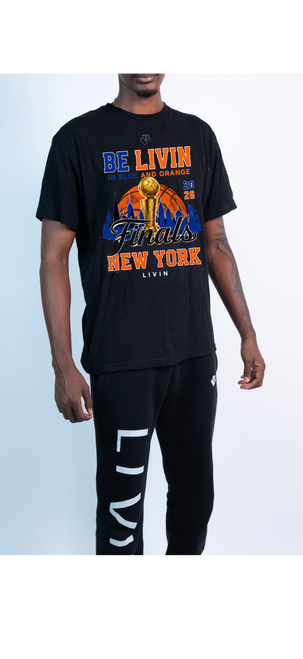 Be Livin in Blue and Orange NY Finals T Shirt