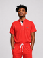 Coral Oxford Collar Scrub Tops