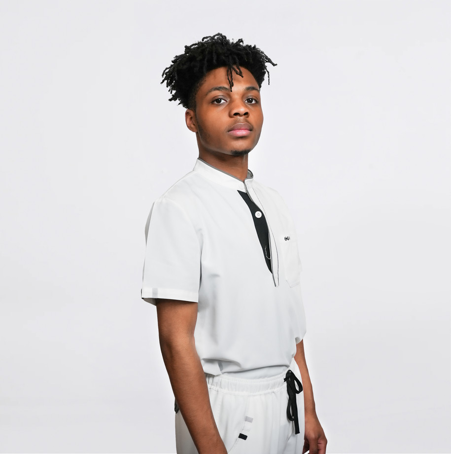 Ivory Oxford Collar Scrub Tops
