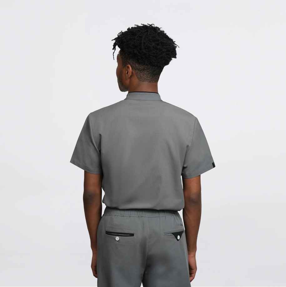 Ashen Oxford Collar Scrub Tops