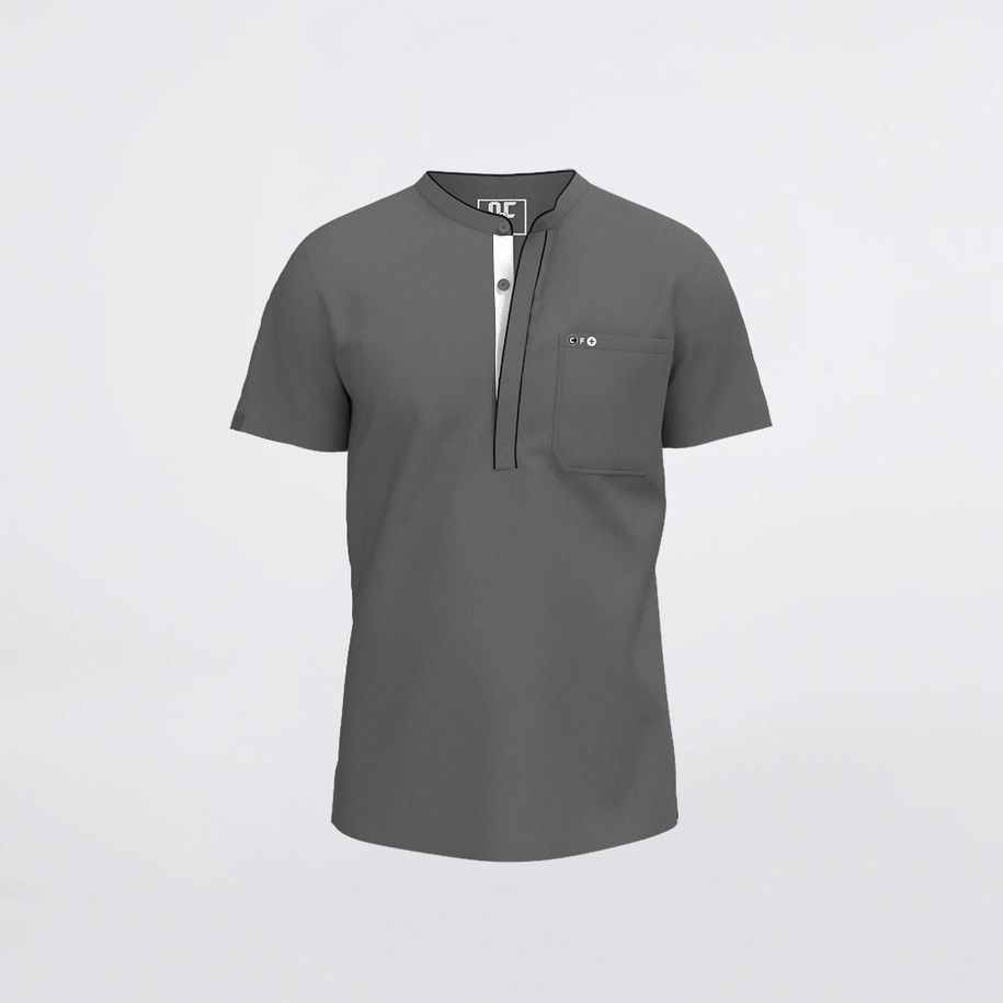 Ashen Oxford Collar Scrub Tops