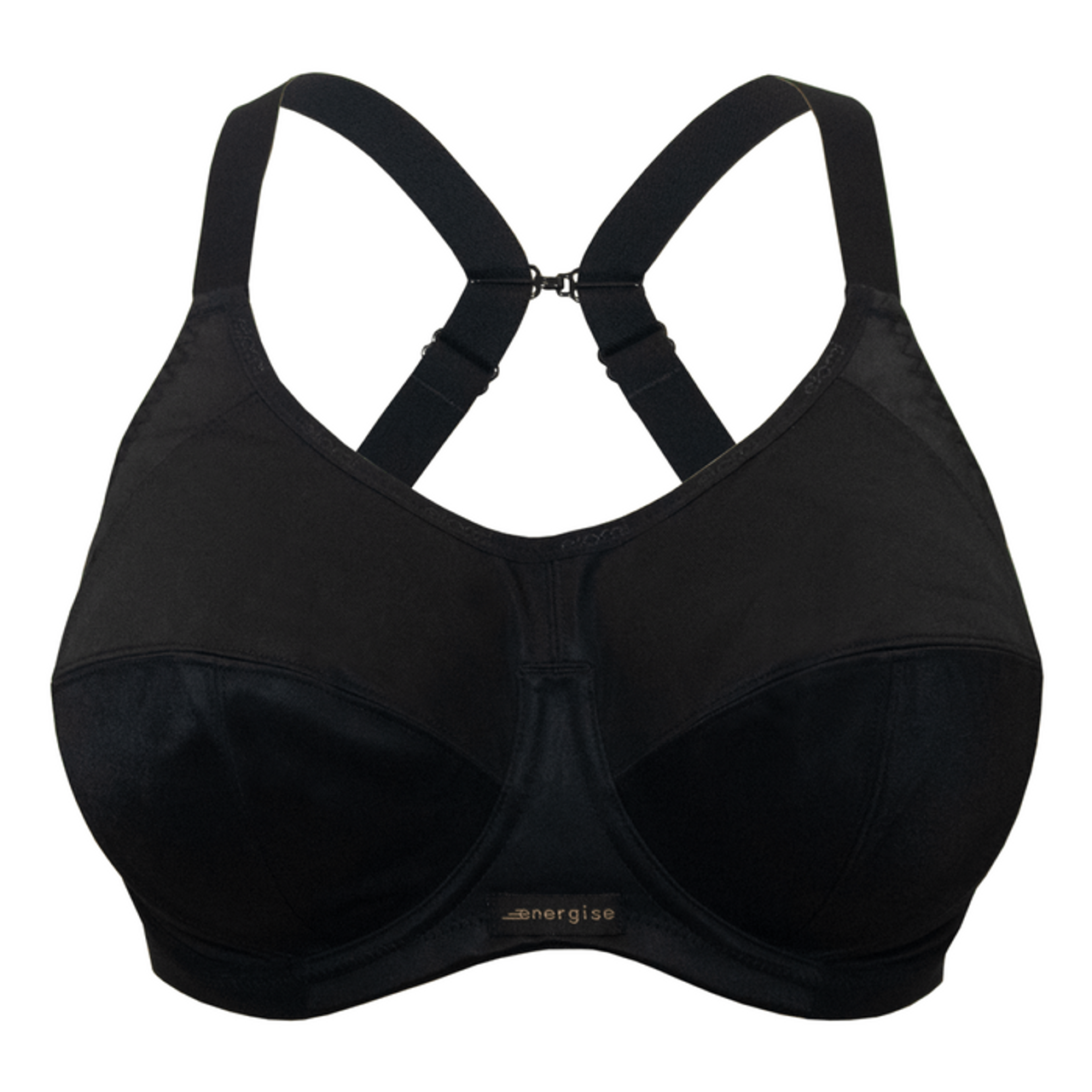 Elomi Energise J-Hook Underwire Sports Bra (8041),42G,Black at   Women's Clothing store