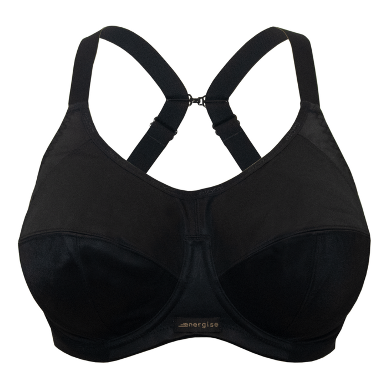 Elomi Energise J-Hook Underwire Sports Bra (8041),38J,Black at