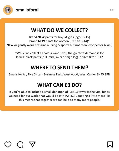 We need your unwanted bras and new pants!