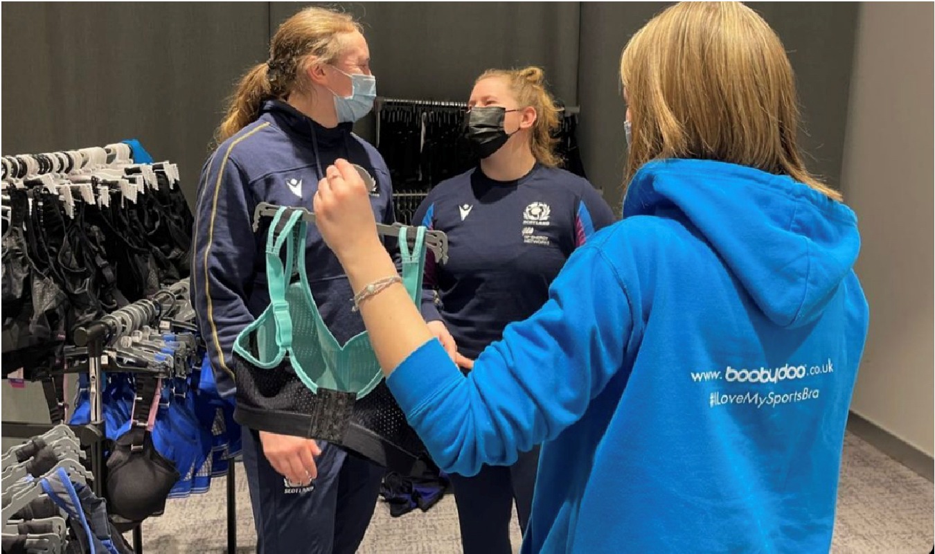 Sports bra fitting at the Womens Scotland Rugby team