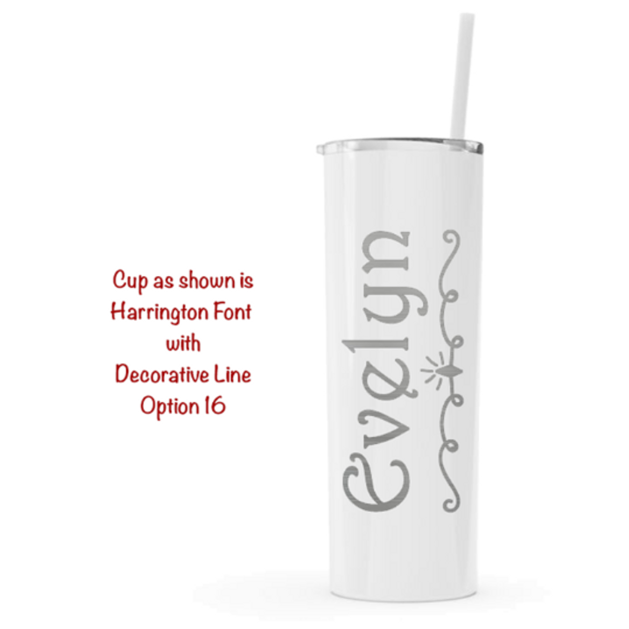 Skinny Tumbler with Straw : Mr & Mrs Fancy Script Design