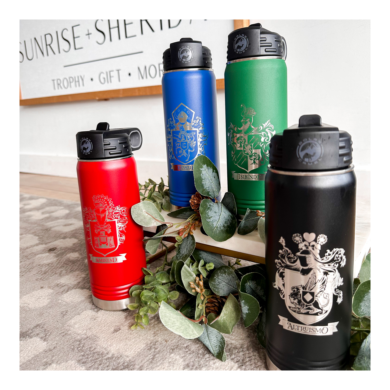 Brutalist SLYTHERIN™ Crest Stainless Steel Water Bottle, Zazzle in 2023