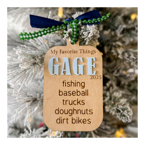 My Favorite Things – Male Personalized Wood Ornament