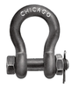 Chicago Hardware Safety Anchor Shackle, 1-7/16" Length, 21/32" Width @ Eyes, 1-1/8" Width @ Bow, 1 Ton Load Limit, 3/8" Inside Dia.