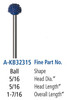 Foredom Ball 3/32″ Shank Typhoon Burs Fine Grit - A-KB32315