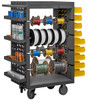 Durham MFG. 8-Rod Mobile Wire Spool Rack w/2 Sides of Louvered Panels - MWSR8-LP-95