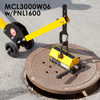 Magnetic Manhole Cover Lift Dolly, Steel with 12" All-Terrain wheels - MCL2000W12