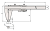Mitutoyo Vernier Caliper, Nib Style Jaw, Fine Adjustment, 0(20)-600mm/0(.5”)-24" - 160-153