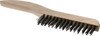 Osborn 2 Rows x 15 Columns Steel Scratch Brush 5-1/4" Brush Length, 10" OAL, 1-1/8" Trim Length, Wood Shoe Handle 0005403300 - 53502324