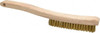 Osborn 4 Rows x 18 Columns Brass Platers Brush 5-3/4" Brush Length, 13-1/4" OAL, 1" Trim Length, Wood Curved Handle 0005403600 - 53502357