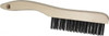 Osborn 4 Rows x 16 Columns Steel Scratch Brush 5-1/4" Brush Length, 10" OAL, 1-1/8" Trim Length, Wood Shoe Handle 0008300300 - 53519443