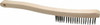 Osborn 3 Rows x 19 Columns Stainless Steel Scratch Brush 6" Brush Length, 13-3/4" OAL, 1-1/8" Trim Length, Wood Curved Handle 0008300700 - 53519476