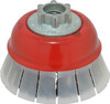 JAZ USA 2-3/4" Diam 5/8-11;M14x2.00 Threaded Arbor Steel Fill Cup Brush Knotted Wire, 0.02" Wire Diam, 3/4" Trim, 15,000 Max RPM 72950 - 04397683