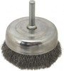 Made in USA 2-3/4" Diam 1/4" Shank Steel Fill Cup Brush Crimped Wire, 0.006" Wire Diam, 7/8" Trim, 13,000 Max RPM PB33130 - 03541224
