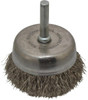 Made in USA 2-1/4" Diam 1/4" Shank Stainless Steel Fill Cup Brush Crimped Wire, 0.0104" Wire Diam, 5/8" Trim, 13,000 Max RPM PB33460 - 03541422